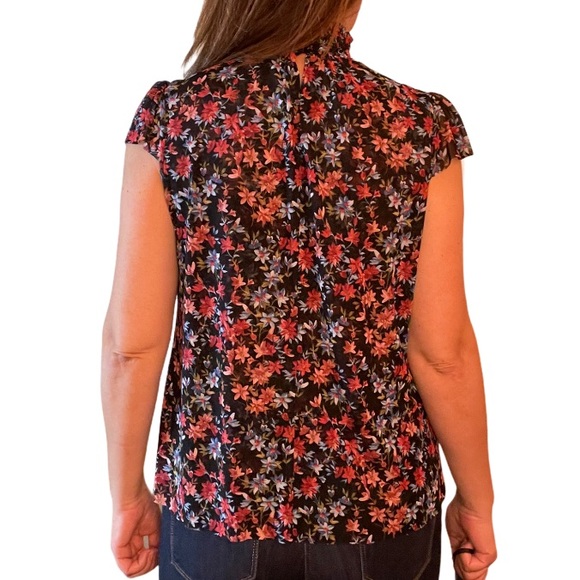 I.N. Smocked Neck Ditsy Floral Print Blouse Top - Picture 4 of 13